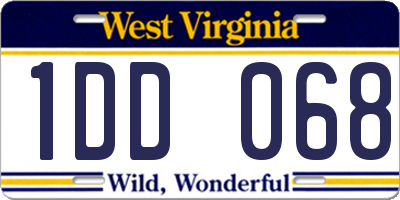 WV license plate 1DD068