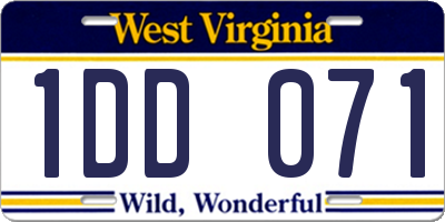 WV license plate 1DD071