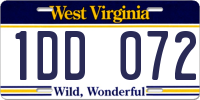 WV license plate 1DD072