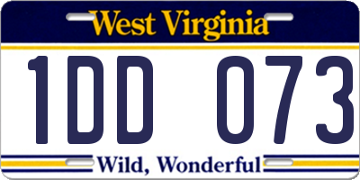 WV license plate 1DD073