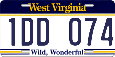 WV license plate 1DD074