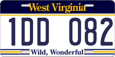 WV license plate 1DD082