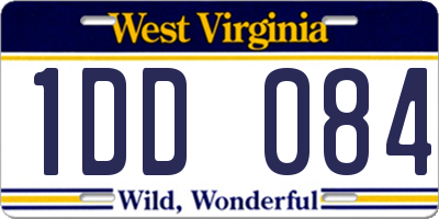WV license plate 1DD084