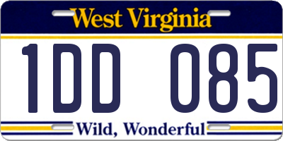 WV license plate 1DD085