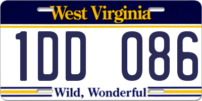 WV license plate 1DD086
