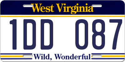 WV license plate 1DD087