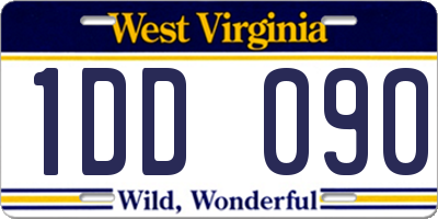 WV license plate 1DD090