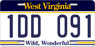 WV license plate 1DD091