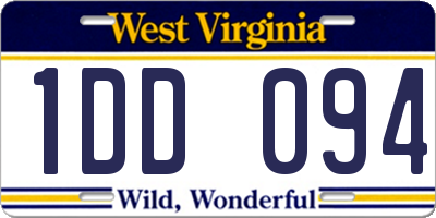 WV license plate 1DD094