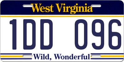 WV license plate 1DD096