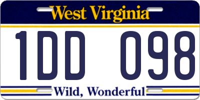 WV license plate 1DD098