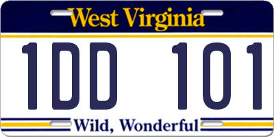 WV license plate 1DD101