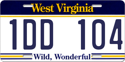 WV license plate 1DD104