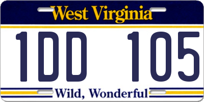 WV license plate 1DD105