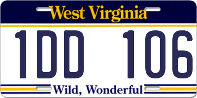 WV license plate 1DD106