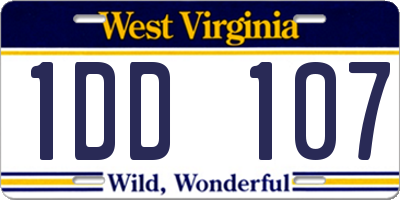 WV license plate 1DD107