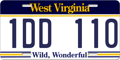 WV license plate 1DD110