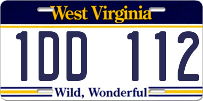 WV license plate 1DD112