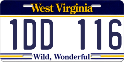 WV license plate 1DD116