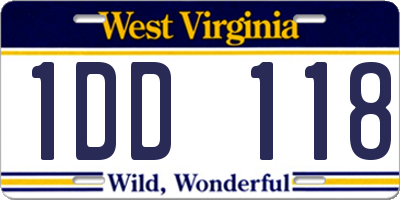 WV license plate 1DD118