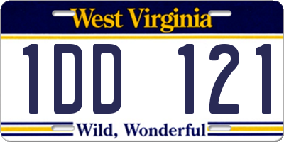 WV license plate 1DD121