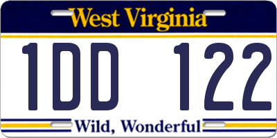 WV license plate 1DD122