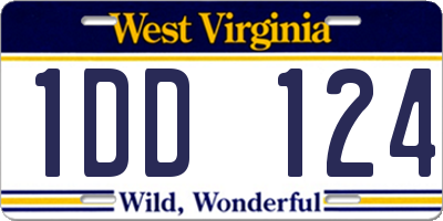 WV license plate 1DD124
