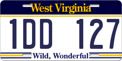WV license plate 1DD127