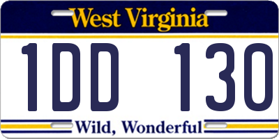 WV license plate 1DD130