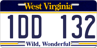 WV license plate 1DD132