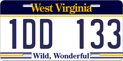 WV license plate 1DD133