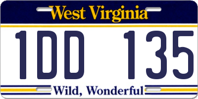 WV license plate 1DD135
