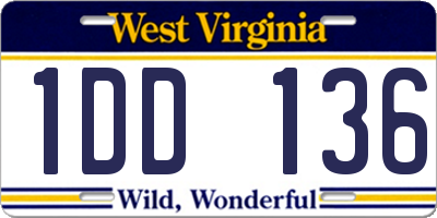 WV license plate 1DD136