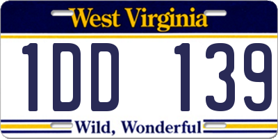 WV license plate 1DD139