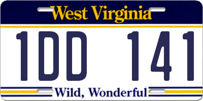 WV license plate 1DD141