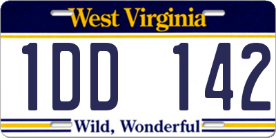 WV license plate 1DD142