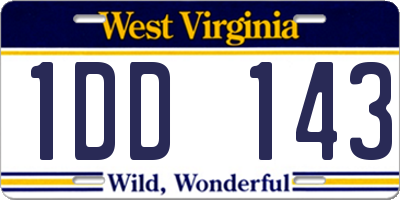 WV license plate 1DD143