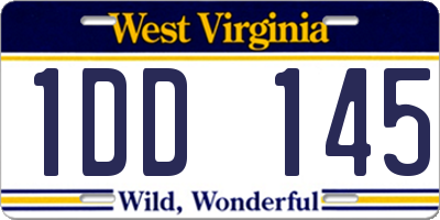 WV license plate 1DD145