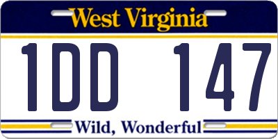 WV license plate 1DD147