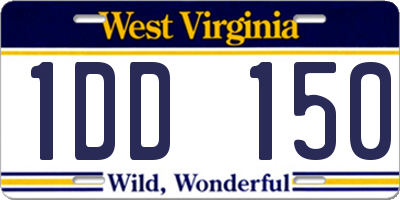 WV license plate 1DD150