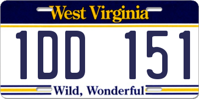 WV license plate 1DD151