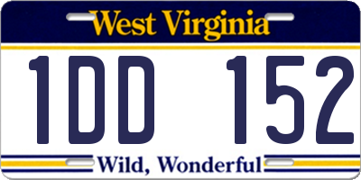 WV license plate 1DD152