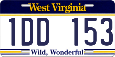 WV license plate 1DD153