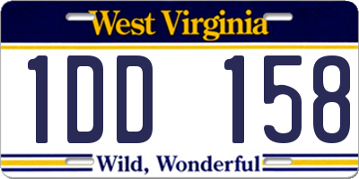 WV license plate 1DD158