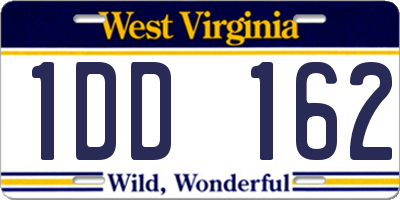 WV license plate 1DD162
