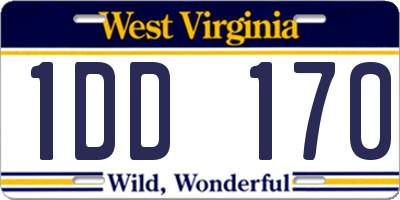 WV license plate 1DD170