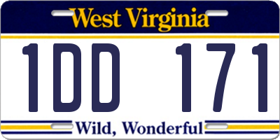 WV license plate 1DD171