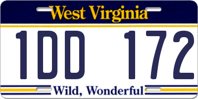WV license plate 1DD172