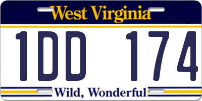 WV license plate 1DD174