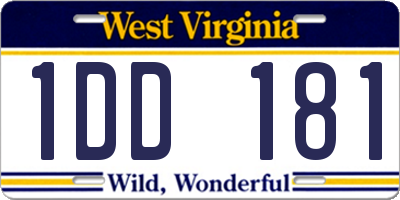 WV license plate 1DD181